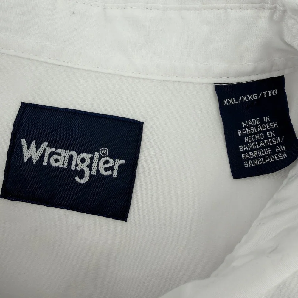 Wrangler Western Snap Shirt Mens XXL White Long Sleeve Pearl Snap 71105WH